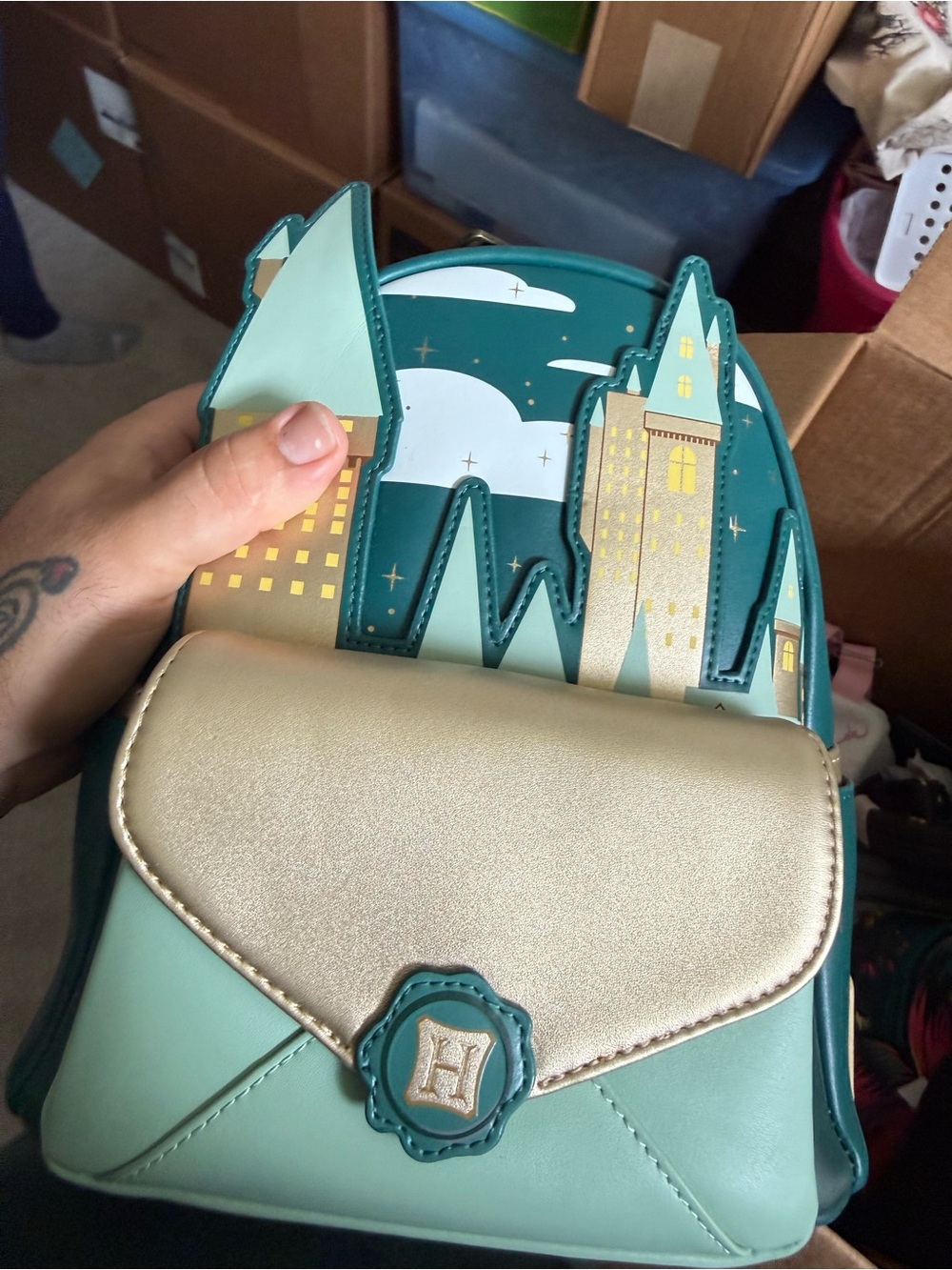 Mint Green and Gold Women's Mini Crossbody Bag